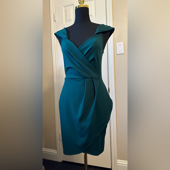 Lulus Love So Sweet Hunter Green Off-the-Shoulder Bodycon Dress || Size S - Picture 1 of 6